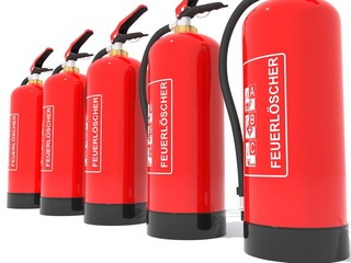 red fire extinguisher isolated on white background