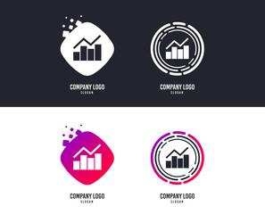 Logotype concept. Graph chart sign icon. Diagram analytics symbol. Statistics. Logo design. Colorful buttons with graph icons. Analytics Vector