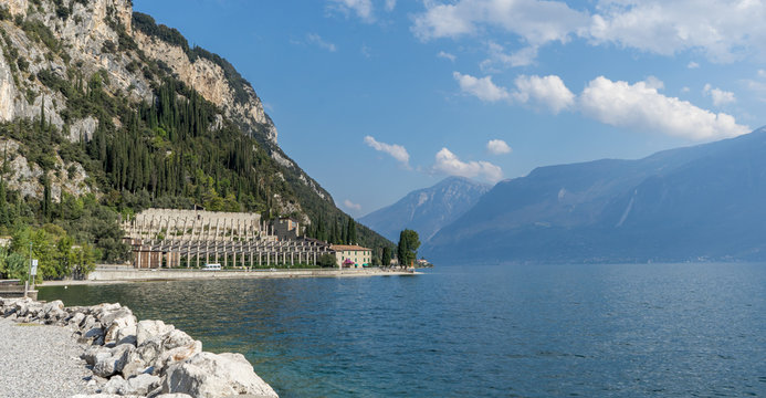 Landscape with lemon house of Tignale at Lake Garda in Italy