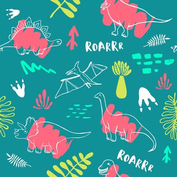 Seamless pattern with cute dinosaurs for children textile , wallpaper , posters and other design