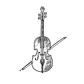 Violin. Sketch. Engraving style. Vector illustration.