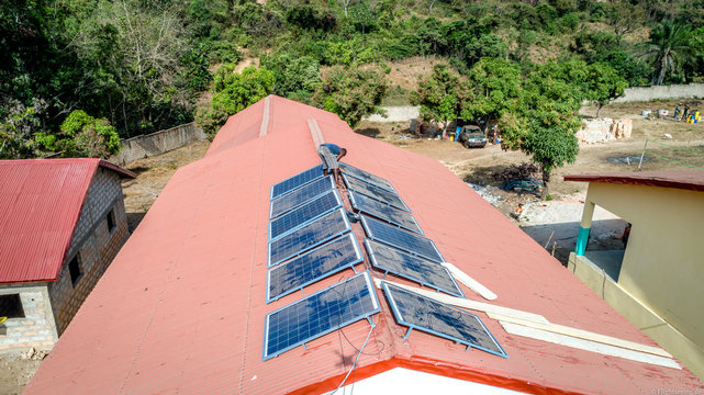 Africa Guinea Solarpanel On Shool Roof Aerial Drone Development