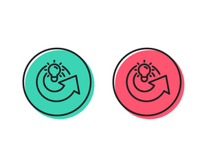Share idea line icon. Light bulb or Lamp sign. Creativity, Solution or Thinking symbol. Positive and negative circle buttons concept. Good or bad symbols. Share idea Vector
