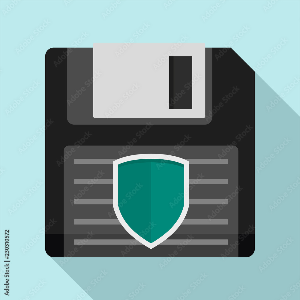 Poster floppy disk protected icon. flat illustration of floppy disk protected vector icon for web design