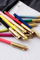A group of colored pens ready to go back to school, an office or create art