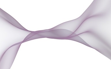 Abstract purple wave. Blue scarf. Bright purple ribbon on white background. Abstract smoke. Raster air background. Vertical image orientation. 3D illustration