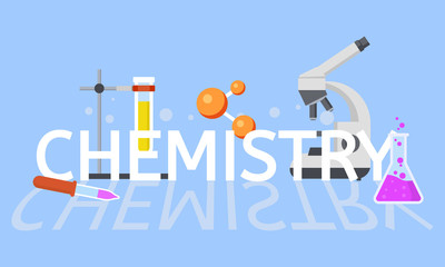 Fototapeta na wymiar Chemistry education concept background. Flat illustration of chemistry education vector concept background for web design