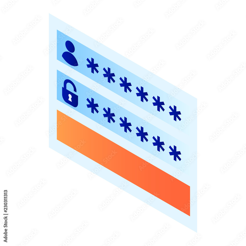 Poster login password window icon. isometric of login password window vector icon for web design isolated o