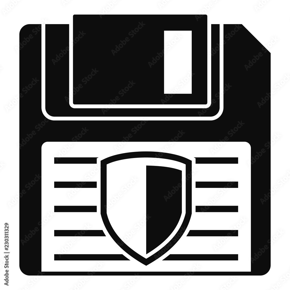 Poster floppy disk protected icon. simple illustration of floppy disk protected vector icon for web design 
