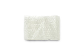 White Bubble Wrap Packing Or Air Cushion Film on white background, Close Up, Top View, Copy Space