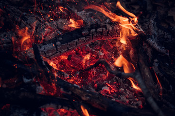 Beautiful bonfire with sparks flying upwards
