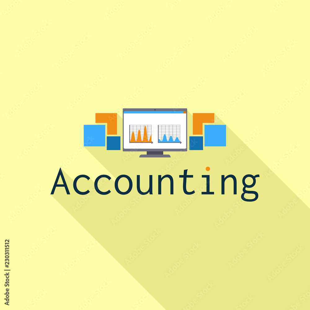 Poster Accounting computer graph logo. Flat illustration of accounting computer graph vector logo for web design