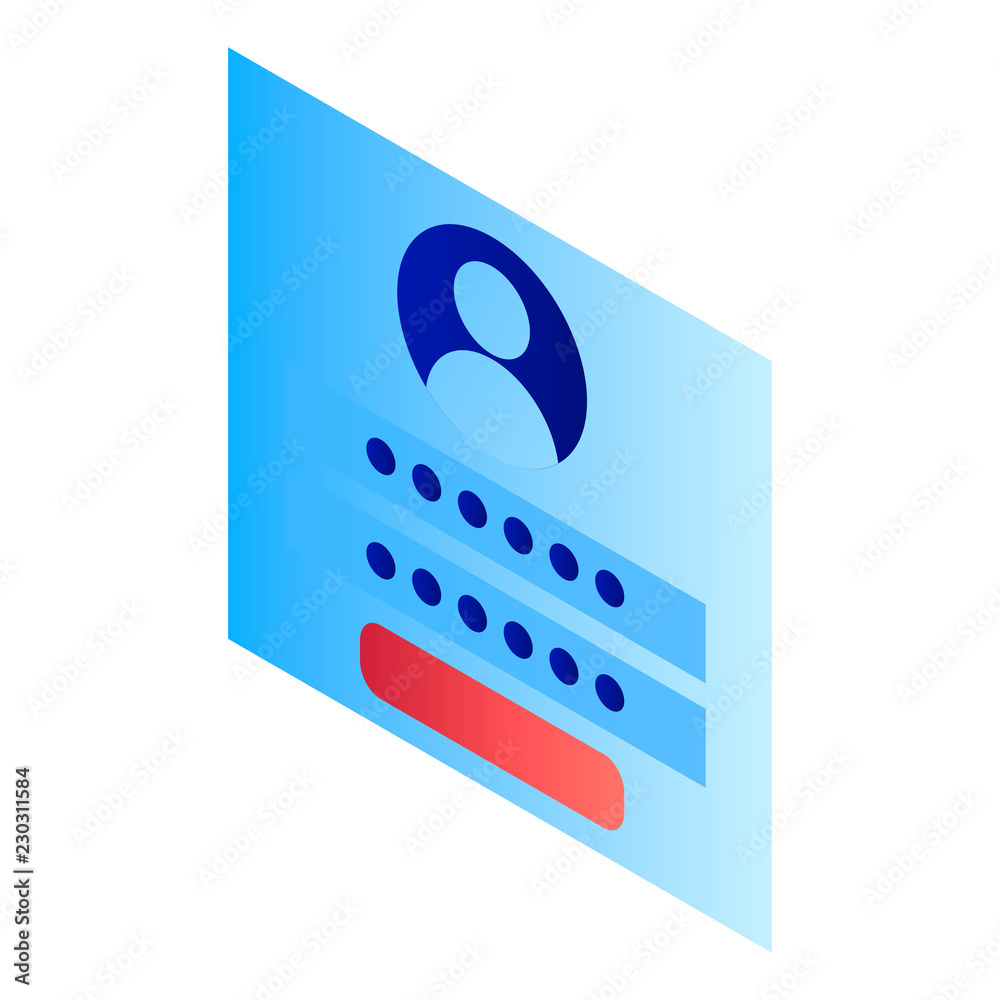 Poster login window icon. isometric of login window vector icon for web design isolated on white background
