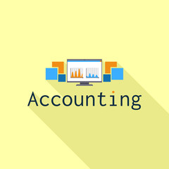 Accounting computer graph logo. Flat illustration of accounting computer graph vector logo for web design