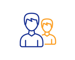 User line icon. Couple or Group sign. Male Person silhouette symbol. Colorful outline concept. Blue and orange thin line color icon. Couple Vector