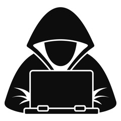 Hacker laptop icon. Simple illustration of hacker laptop vector icon for web design isolated on white background