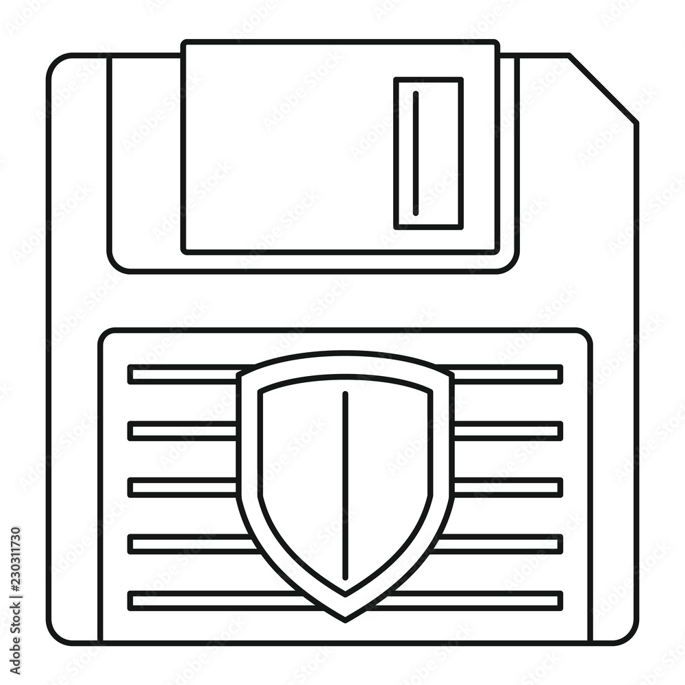 Poster floppy disk protected icon. outline illustration of floppy disk protected vector icon for web design