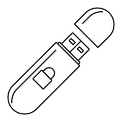 Secured usb flash icon. Outline illustration of secured usb flash vector icon for web design isolated on white background