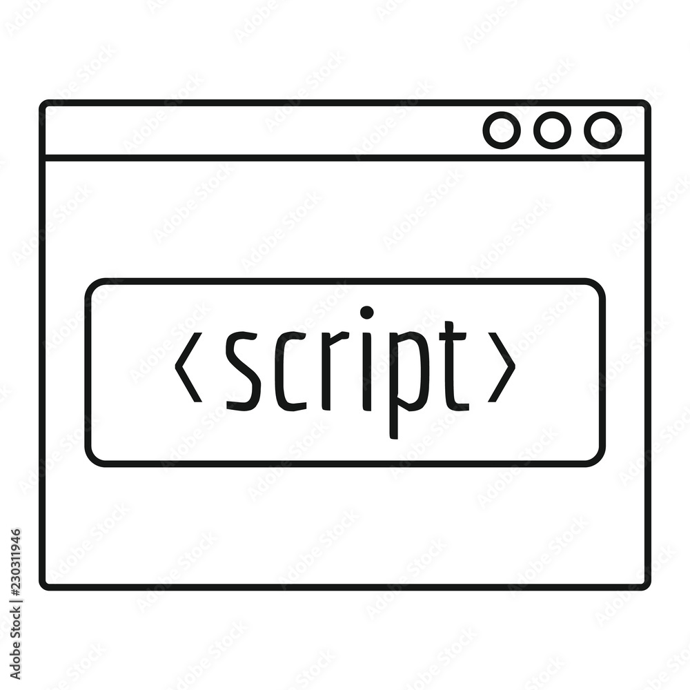Poster script window icon. outline illustration of script window vector icon for web design isolated on whi