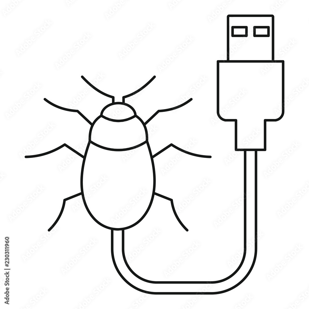 Poster usb bug icon. outline illustration of usb bug vector icon for web design isolated on white backgroun