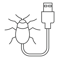 Usb bug icon. Outline illustration of usb bug vector icon for web design isolated on white background