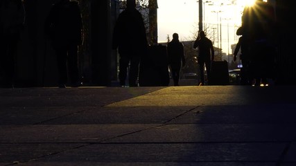 people walk street city backlight