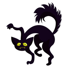 Scary black cat icon. Cartoon of scary black cat vector icon for web design