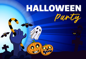 Halloween party concept background. Cartoon illustration of halloween party vector concept background for web design