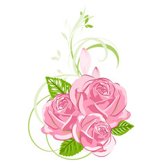 Stylish cute hand-drawn background with
 rose flower. Element for postcards, invitations, design and creativity.