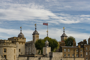 Tower of London on the thames river in England, London, UK