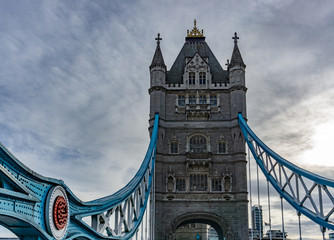 Fototapeta na wymiar Details of Tower Bridge on Thames river in London, UK