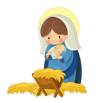 recommend clip art: religious illustration of holy family - traditional scene - illustration for children