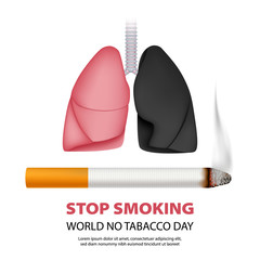 World stop smoking concept background. Realistic illustration of world stop smoking vector concept background for web design
