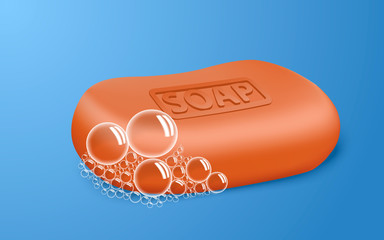 Red soap bubble concept background. Realistic illustration of red soap bubble vector concept background for web design