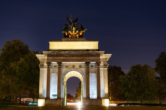 The Marble Arch, designed in 1825 by John Nash, located in central London, UK