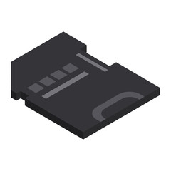 Black sd card icon. Isometric of black sd card vector icon for web design isolated on white background