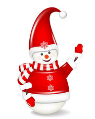 Christmas snowman, isolated on white background.