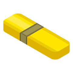Yellow usb flash icon. Isometric of yellow usb flash vector icon for web design isolated on white background
