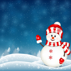 Christmas background with snowman and place for your text.