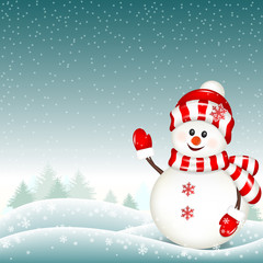 Christmas background with snowman and place for your text.