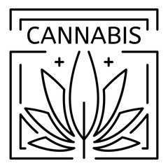 Cannabis drug eco leaf logo. Outline cannabis drug eco leaf vector logo for web design isolated on white background
