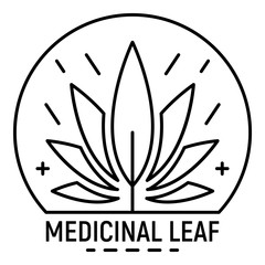 Cannabis medicine leaf logo. Outline cannabis medicine leaf vector logo for web design isolated on white background