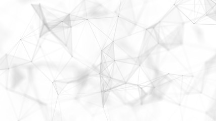 Abstract white futuristic background. White background. connecting dots and lines on white background. 4k rendering.