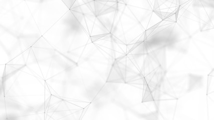 Abstract white futuristic background. White background. connecting dots and lines on white background. 4k rendering.