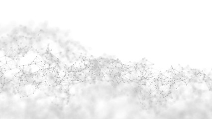 Abstract white futuristic background. White background. connecting dots and lines on white background. 4k rendering.