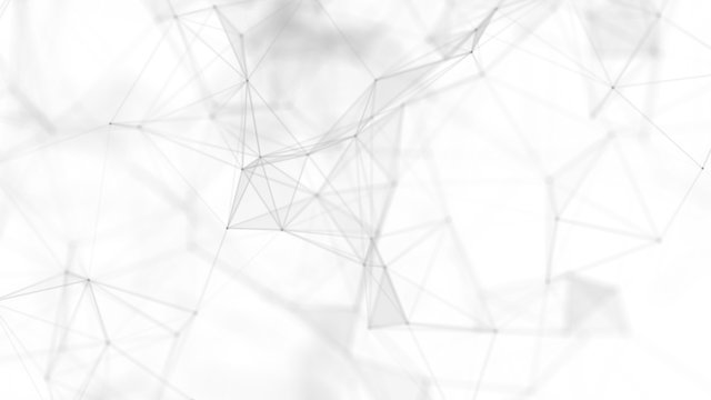 Abstract white futuristic background. White background. connecting dots and lines on white background. 4k rendering.