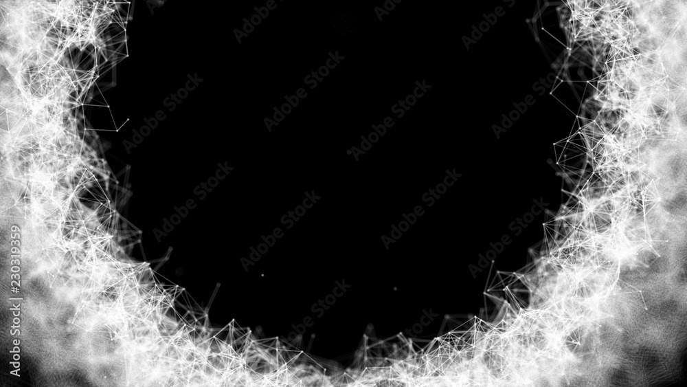 Poster Global network connections with points and lines. Abstract circular background. Futuristic circle. 4k rendering.