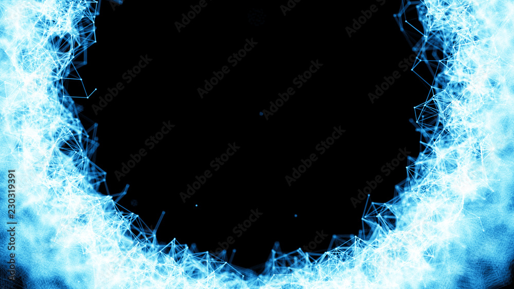 Aufkleber Global network connections with points and lines. Abstract circular background. Futuristic circle. 4k rendering.