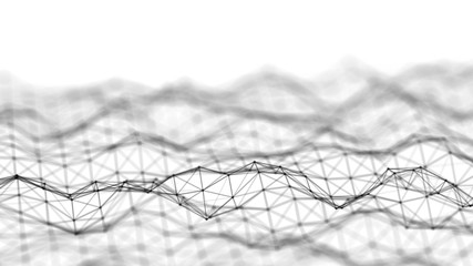 Data technology background. Abstract background. Connecting dots and lines on dark background. 3D rendering. 4k.