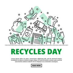 Recycles day concept background. Outline illustration of recycles day vector concept background for web design